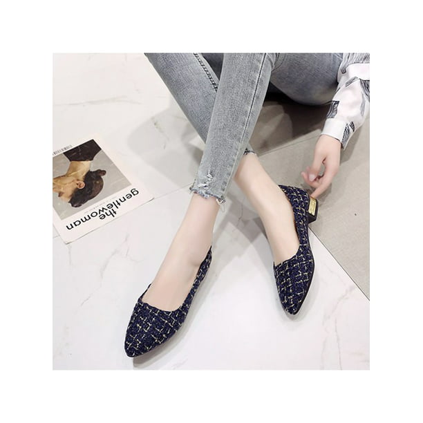 Women Boat Shoes Pointed Toe Casual Ballet Slip On Flats Loafers Ballerina Shoes